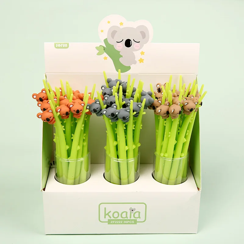 

48pcs/Box Arrival Cute Soft Rubber Koala Cute Gel Ink Pen 0.5mm School Office Writing Supplies Stationery Gift Office Supplies