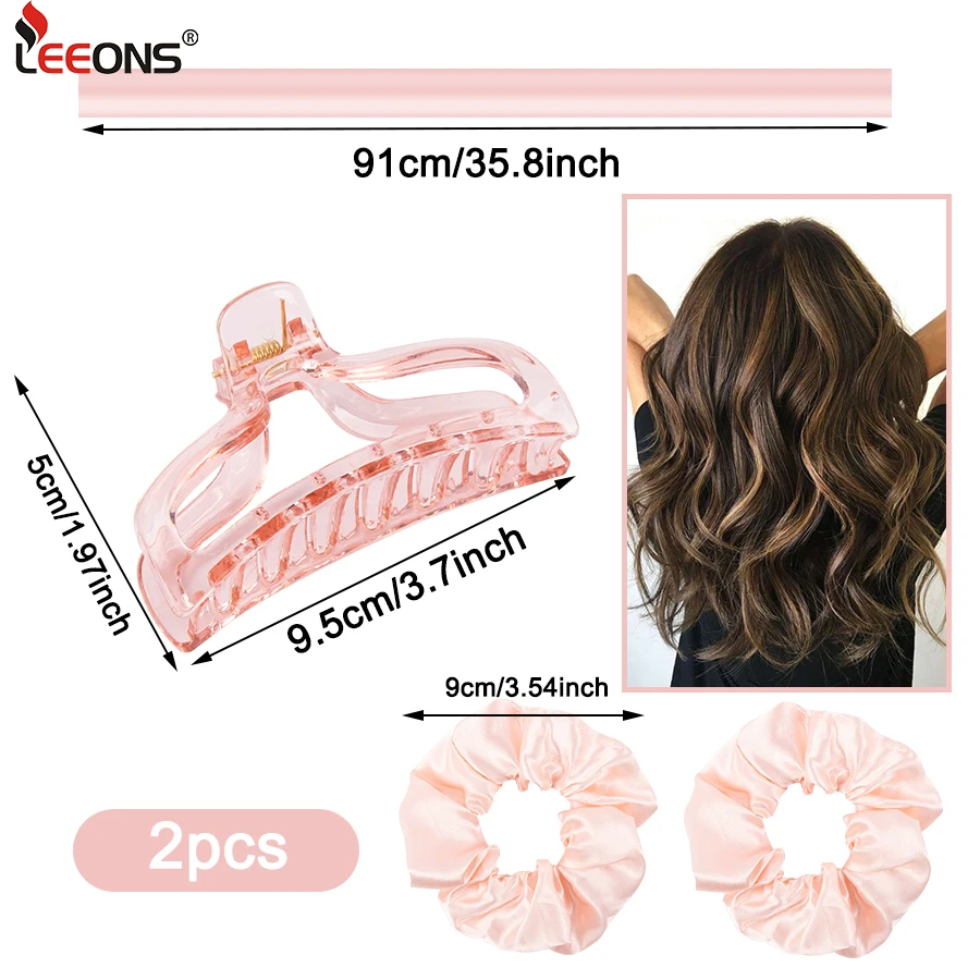 hair curling tools Lazy Curling Heatless Curling Rod Headband No Heat Hair Curlers To Sleep In Curl Ribbon With Scrunchies Hair Clip Long 1Set