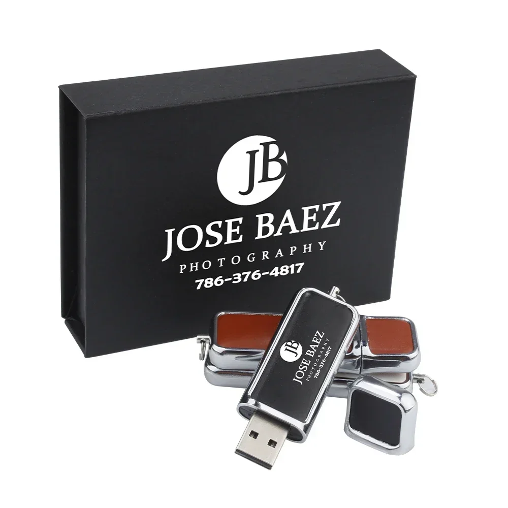 30개 고속 USB 3.0 플래시 드라이브 무료 맞춤 로고 128GB 화이트 블랙 가죽 펜 드라이브 64GB 메모리 스틱 박스 웨딩 선물