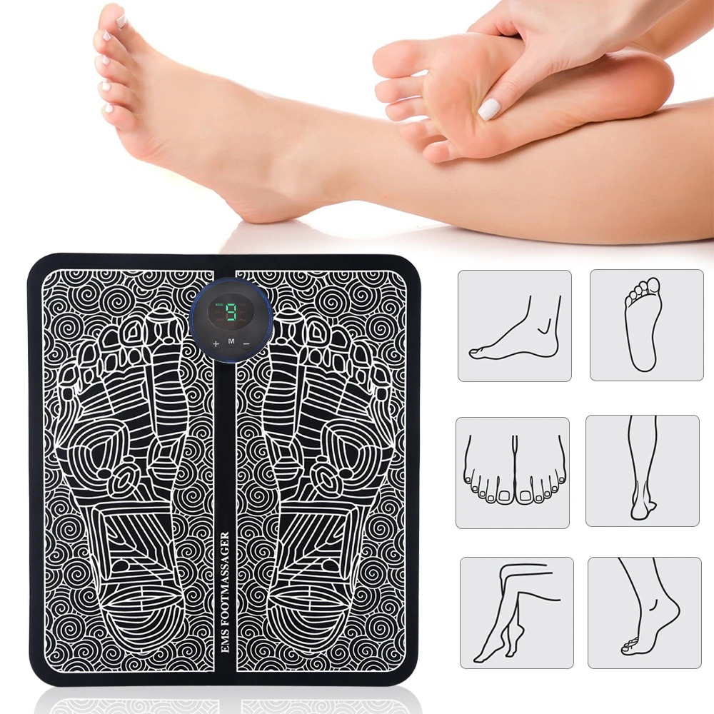 

Improve Blood Circulation Relief Pain Relax Feet Acupoints Massage Matt Shock Muscle Stimulation Electric EMS Foot Massager Pad