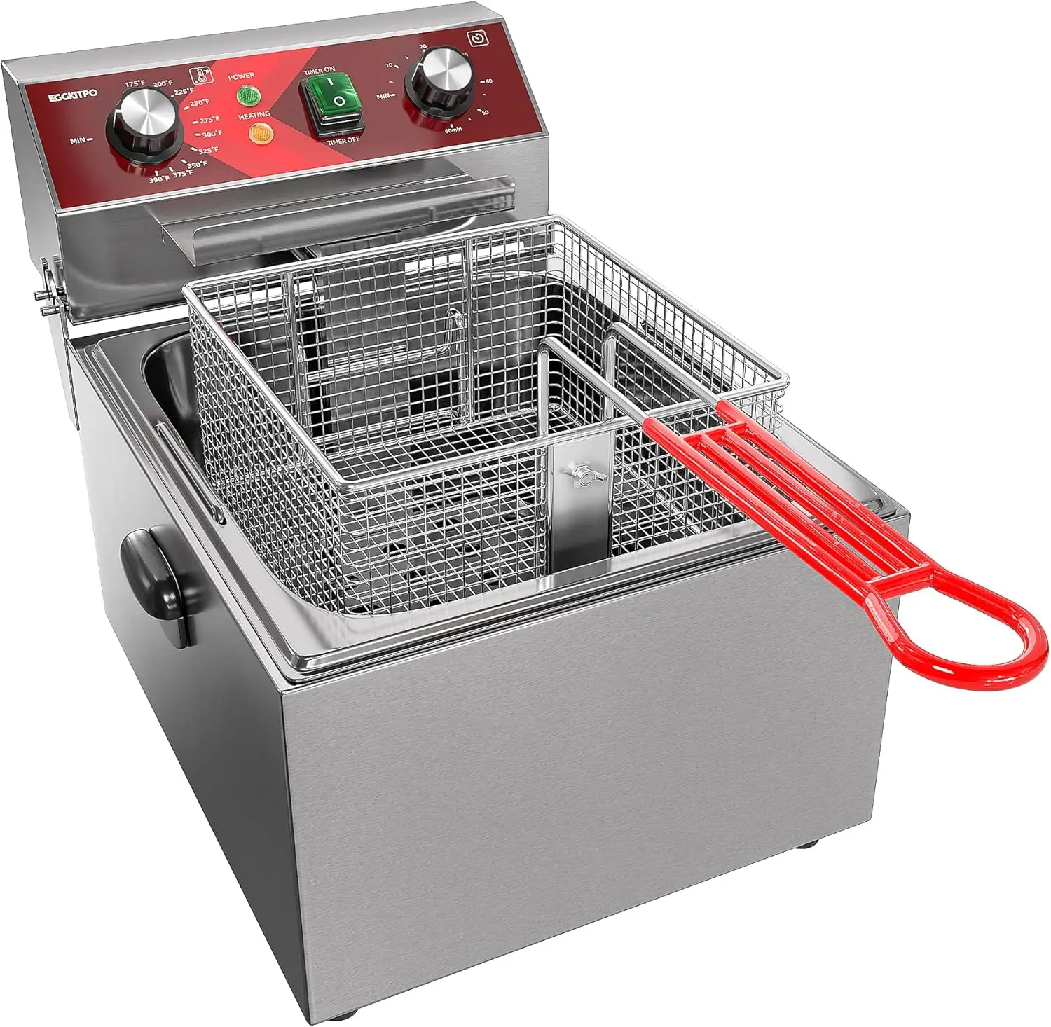 Deep fryer Single Tank Deep Fryer with Basket Capacity Electric Countertop Fryers with 60 Minute Timer for Home Kitchen