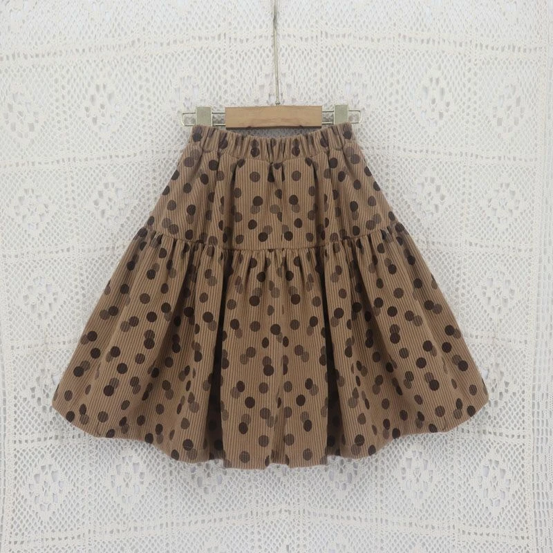 

2024 Girls Baby Fashion Dot Corduroy Skirts Autumn Winter Kids Girl Elegant Birthday Skirt Children Clothes