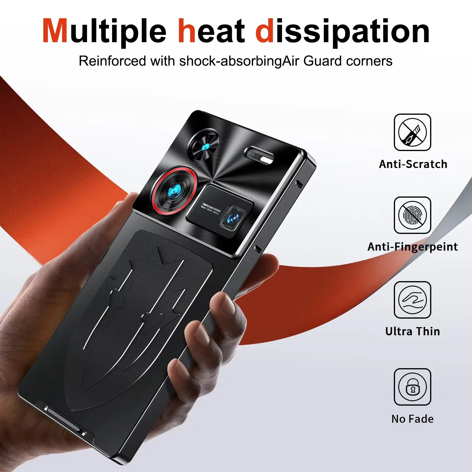 Shockproof Metal Bumper Frame Case with Premium Graphene Heat Dissipation and Aluminum Lens Protection