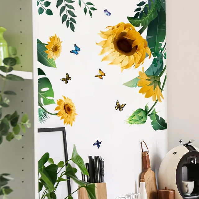 Été Tournesol Stickers Muraux Jardin Fleur Papillon Stickers