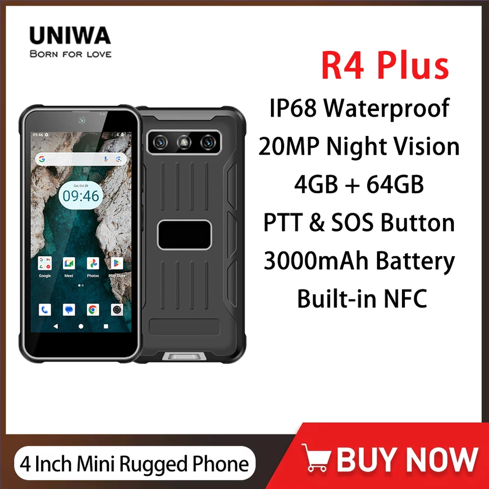 UNIWA R4-Plus Rugged 4G Mini Smartphone 4 Inch Touch Screen Octa