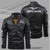 NEW Men's casual PU Leather Winter MOTO guzzi Logo velvet Fashion Motorcycle Zipper Long Sleeve Jacket Outwear Keep Warm Coat 1