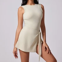 VITALINOVO Tennis Dress for Women with Built in Shorts Womens Athletic Dresses Sleeveless Boat Neck Active Workout Skort Dress - Image 2