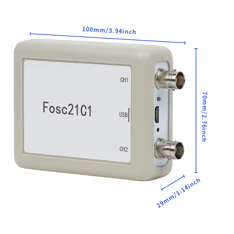 Fosc21C1 2-channel USB PC oscilloscope 1Mhz sampling rate portable oscilloscope MCU development 3