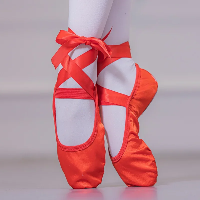 Professional Ballet Pointe Shoes Girls Women Ladies Satin Ballet Shoes With Ribbons Children Yogas Dancing Shoes 2