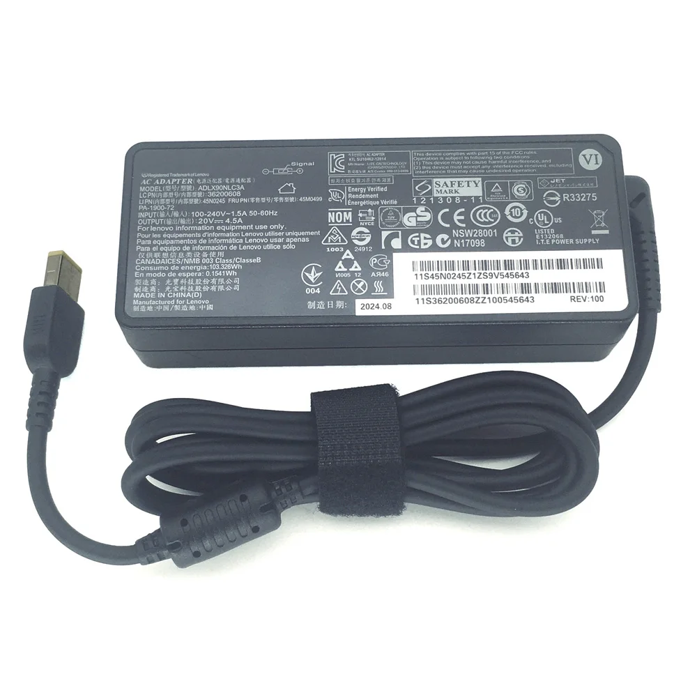 레노버 요가 11s 플렉스 14 15D 노트북용  90W 노트북 충전기 AC 어댑터 20V 4.5A 사각 USB