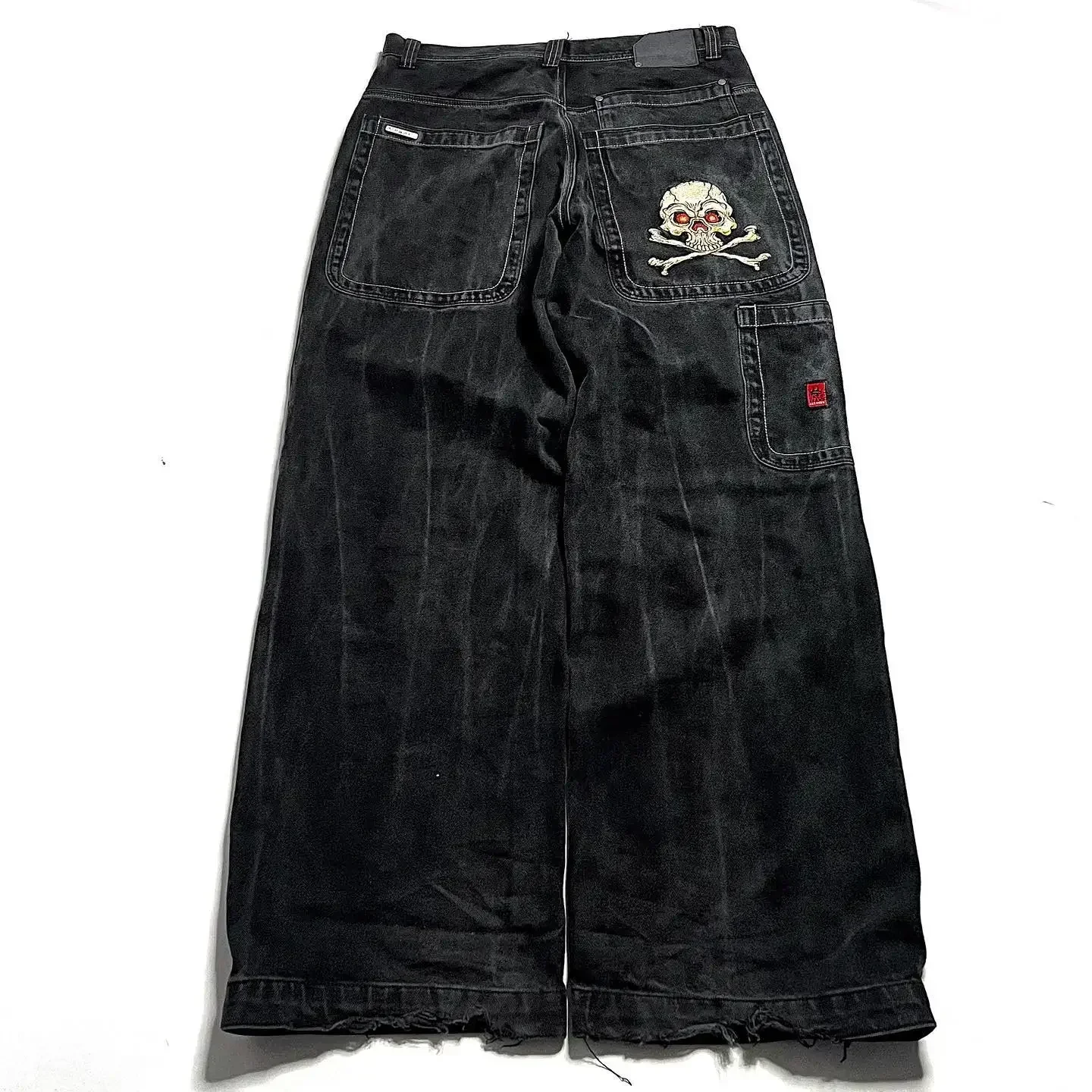 

Retro Skull Graphic Embroidered JNCO Jeans New Harajuku Hip Hop Baggy Jeans Denim Pants Men Women Goth High Waist Wide Trousers