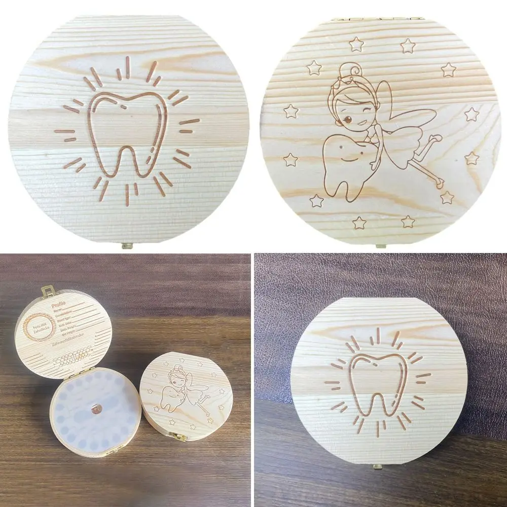 Wooden Baby Tooth Storage Box for Kids