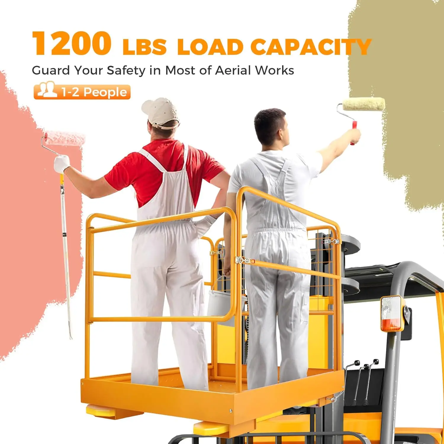 Forklift Safety Cages with One Chain, 36x36 Inches Forklift Cages 1200LBS Capacity Man Lift Basket Pallet Forks Work Platform