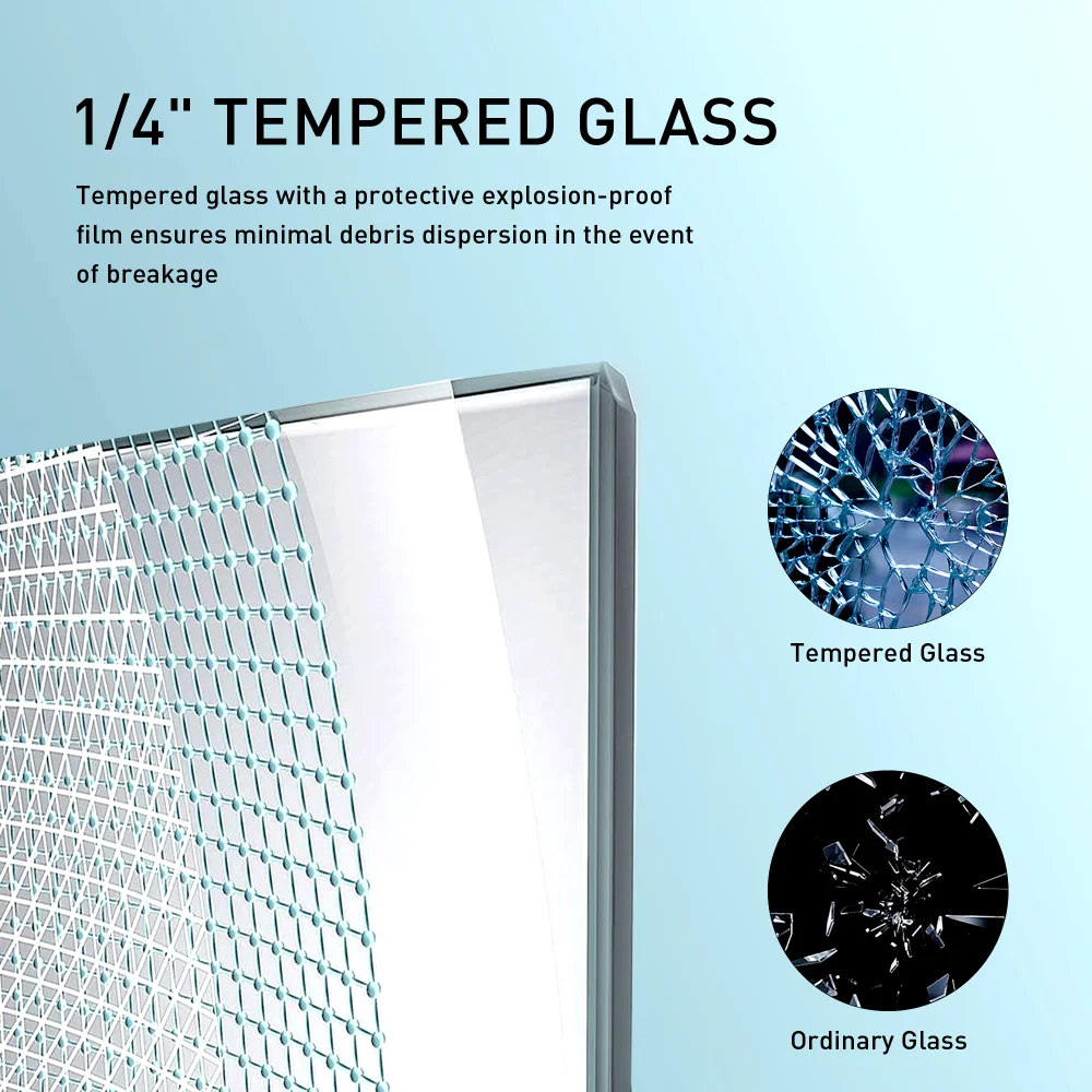56" - 60" W x 76" H Frameless Soft-closing Single Sliding Shower Door, 1/4" (6mm) Tempered Glass with Explosion-proof Coating 3