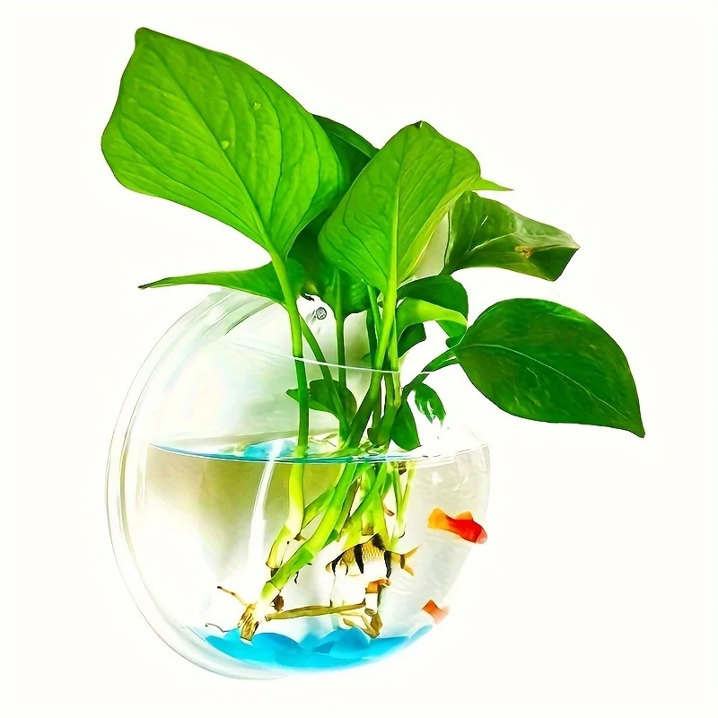 Versatile Hydroponic Planter No-Drill Indoor/Outdoor Wall Mount Aquarium Bowl for Home Decor & Garden Care hydroponic planter
