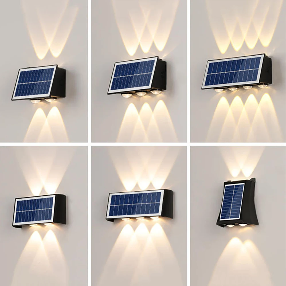 LED Solar Wall Lamp 4W 6W 8W IP65 Waterproof Outdoor Three Types Lithium Battery 3.7V 1800mA Lamps Porch Garden Lights 4x wama 102540 1150mah 3 7v rechargeable lithium li polymer batteries for led lights lamps electronic products