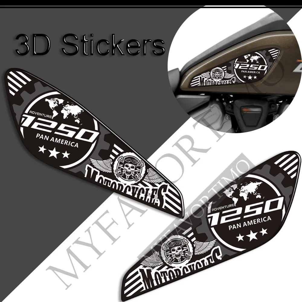 Motorcycle 3D Stickers Gas Fuel Oil Kit Knee Decal Tank Pad Protection Adventure For HARLEY Pan America 1250 2020 2021 2022