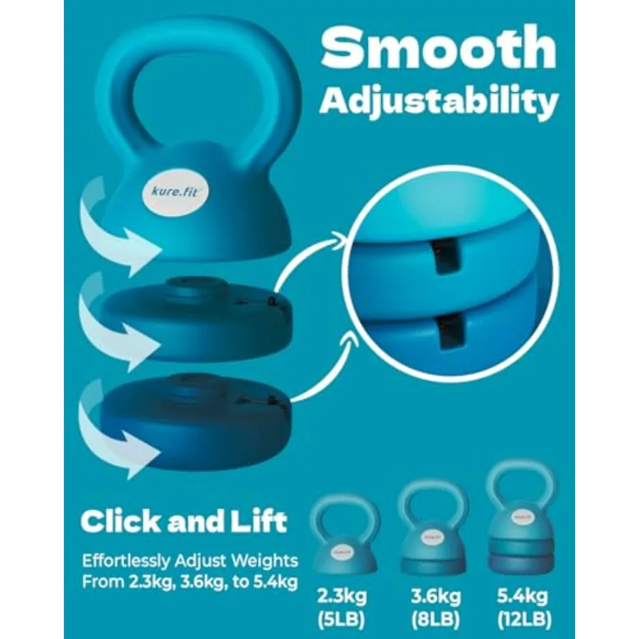 Blue Kettlebell 5-12lb & Taupe Weights Set 1lb Bundle | Home Gym