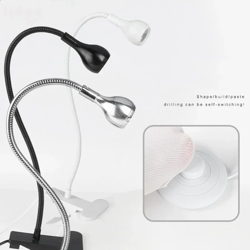 조절식 헤드 풋 페달 스위치가 있는 UV LED 램프 네일 드라이어, 데스크탑 젤 광택제 경화 접착제, 빠른 5W 네일 건조 램프