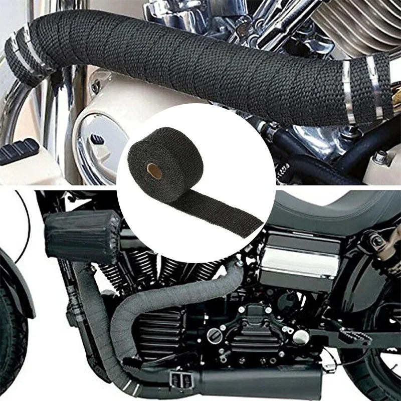 Motorcycle Exhaust Heat Wrap Motorcycle Exhaust Thermal Tape Header Heat Wrap Resistant Ties Fiber Heat Insulation Cotton High Temperature Protection Parts