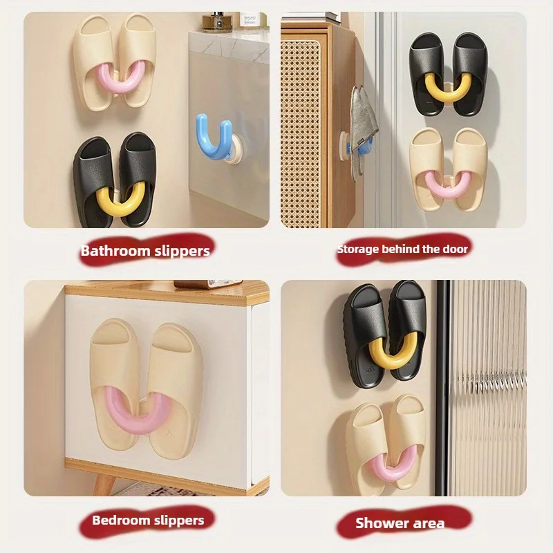2-Pack Suction Cup Bathroom Wall Hooks - No Drill Adhesive Multi-Purpose Organizer for Slippers, Jewelry, Hair Accessories