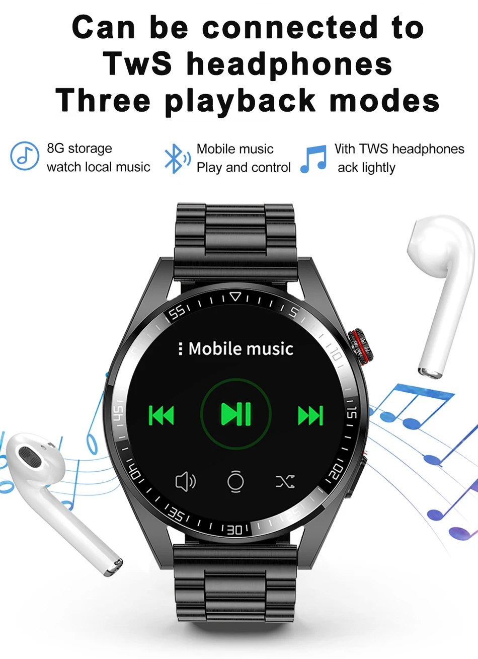 SACOSDING Smart Watch Men 454*454 Screen Always Display The Time Bluetooth Call 8G RAM Local Music Smartwatch For Android ios