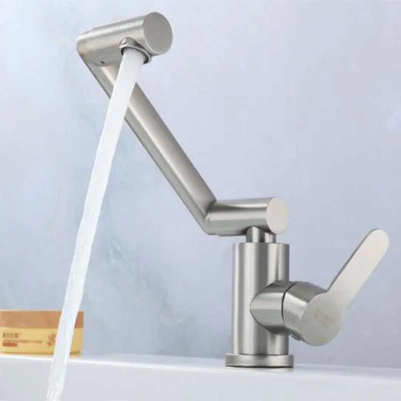 304 Stainless Steel Kitchen Wash Basin Hot and Cold Water Faucet Main Deck Installation Mixer Wiredrawing Faucet