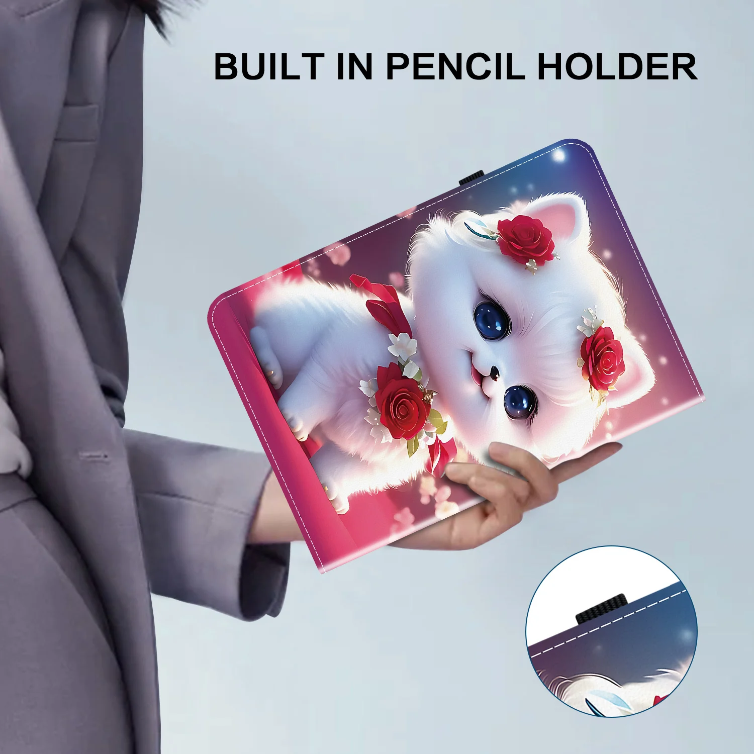 Premium Leather Tablet Stand Cover - Universal Fit