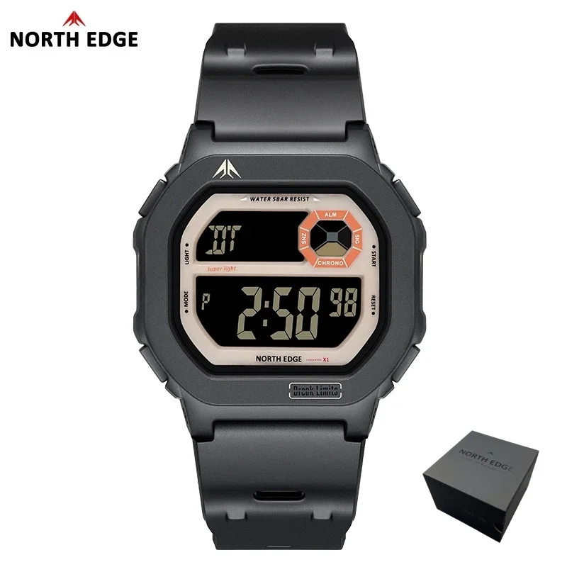 NORTH EDGE X1 Men's Digital Smart Watch - Waterproof, Luminous with Stopwatch and Alarm Features