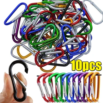 5/10Pcs Colorful Mini Carabiner Keychain Alluminum Alloy D-ring Buckle Spring Carabiner Snap Hook Clip Key Ring Outdoor Camping