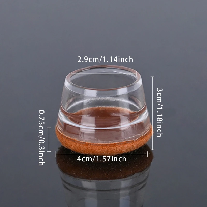 Description Picture 2 of item4pcs Silicone Chair Leg Protectors With Felt Furniture Feet Pads Floor Protective Cover For Non-Slip Sofa Table Glides Feet Cap