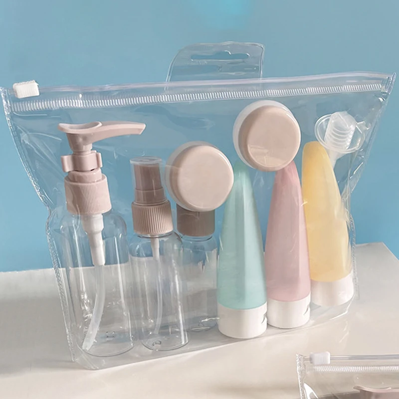 11 Piece Travel Suit Plastic Cosmetic Bottle Lotion Toner Spray Shampoo Soap Dispenser soap dispenser,spray bottle,shampoo dispenser,refillable plastic bottles,refillable bottle,plastic lotion bottle,soap dispenser bottle