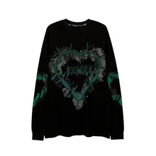 

Deeptown Gothic Streetwear Balck Printed Hoodies Women Punk Harajuku Hip Hop Oversize Long Sleeve Pullover Female Sweatshirtin