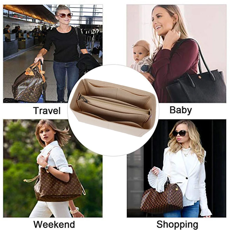 EverToner Felt Cloth Insert Bag Organizer For H-Birkin Bag 25 30 35 Handbag Organizer Women Travel Portable Cosmetic Inside Bags purse organizer insert