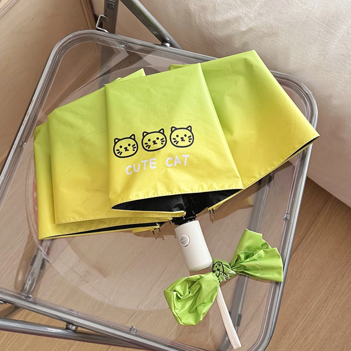 Fully automatic umbrella for both rain and wind resistance student cartoon cute lightweight folding sun um