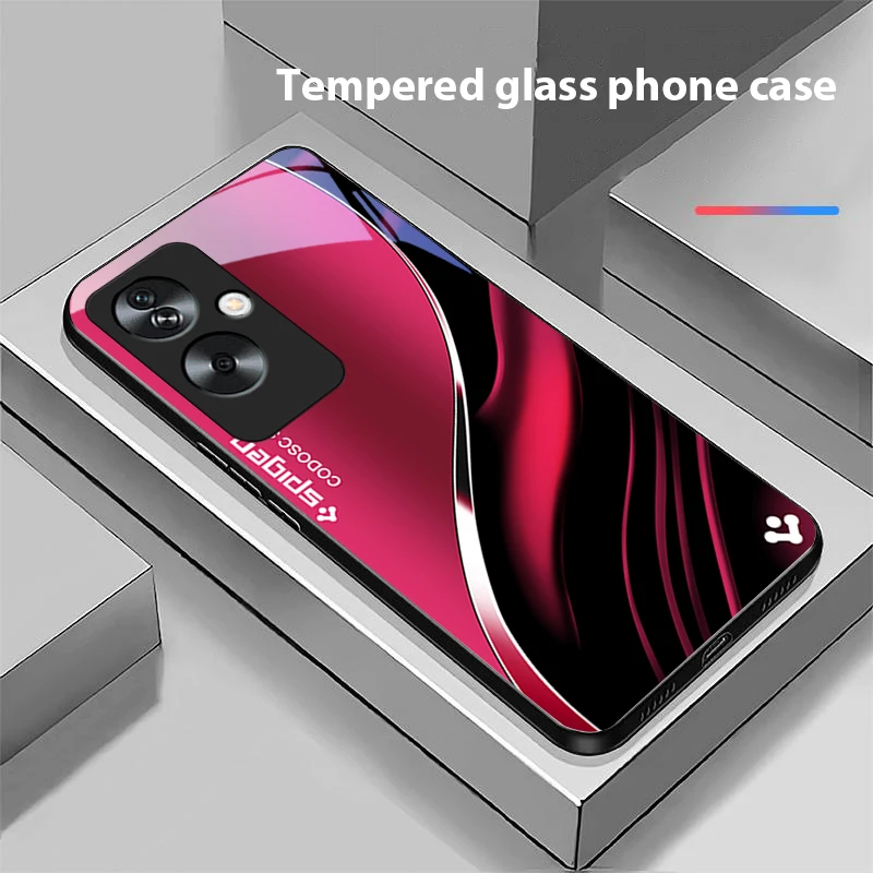Deep Blue Fashion Tempered Glass Black Phone Case