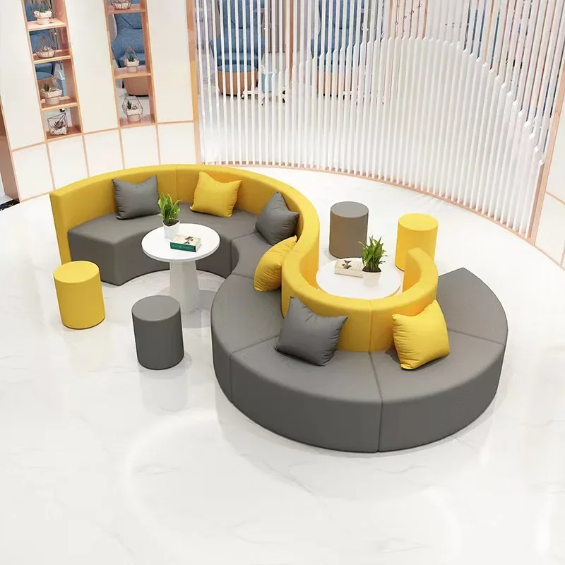 

Rest area sofa training institutions receive creative sales office hotel arc circular office hall special-shaped combination