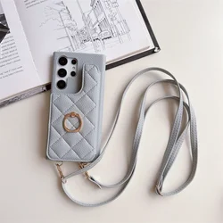Elegant Crossbody Wallet Phone Case with Card Holder Cover - Galaxy A24 4G5G (Blue)