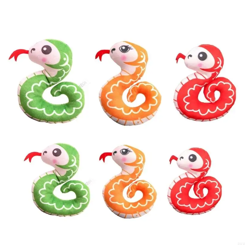 R6FD Cartoon Snake Stuffed Animals Halloween Surprise Gift Toy Bedroom Throw Pillow New Year Snake Plush Pranks Toy