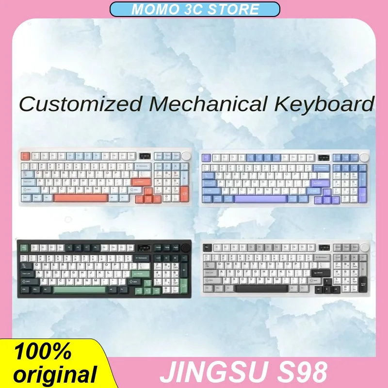 

JINGSU S98 3mode Customized Mechanical Keyboard Wireless/Bluetooth Full Key Hot Swap RGB Laptop Gamer Keyboards Pc Accessories