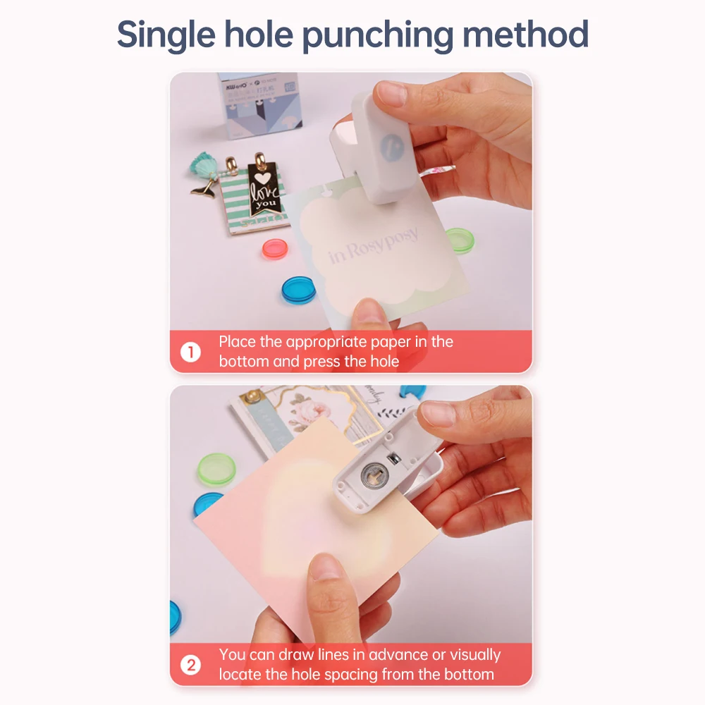 KW-triO Mushroom Single Hole Punch Paper Puncher Mini DIY Cutter for A4 A5 B5 Notebook Scrapbook Diary Planner Calendars