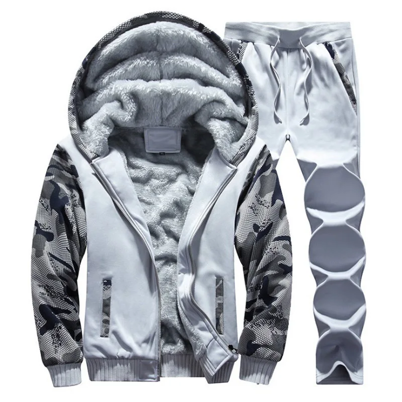 

2023 Causal Tracksuits Men Sets Hooded Thicken Fleece Hoodies + Sweatpant Winter Spring Sweatshirt Sportswear Male Letter Print