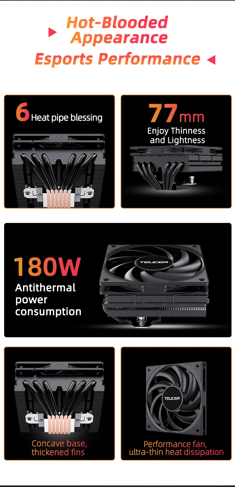UT Series Tiny Titan Air Cooling Radiator Cooler Low Noise Avoid Memory CPU Fan