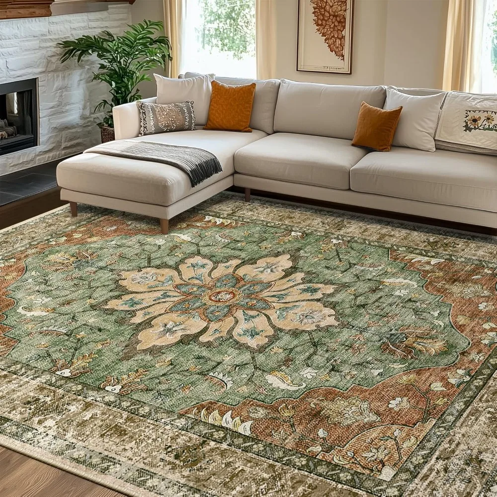 Floral Vintage Distressed Medallion Area Rug image 2