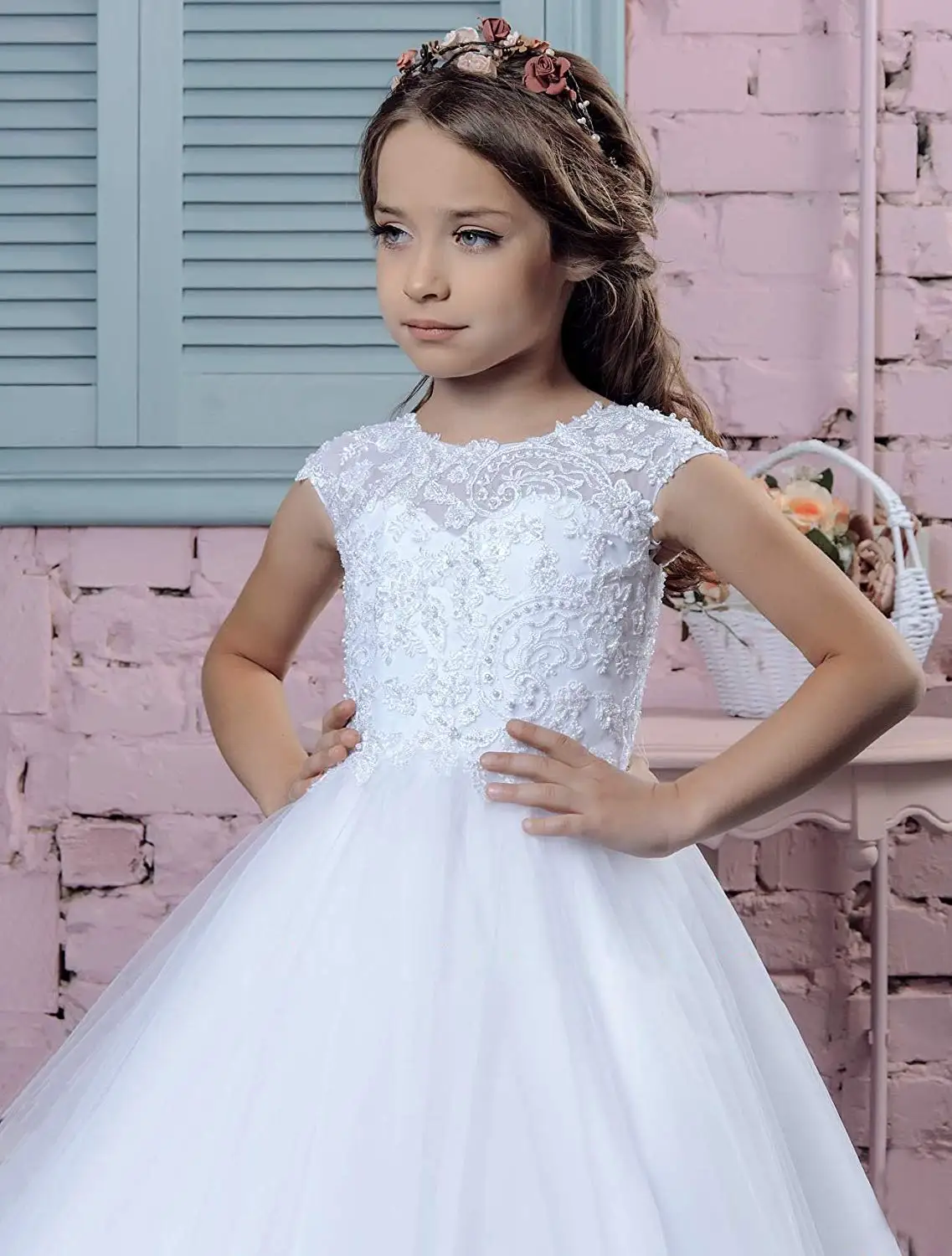 First Holy Communion Dress Lace Baptism Dresses for Girls 7-16 Junior Bridesmaid Wedding