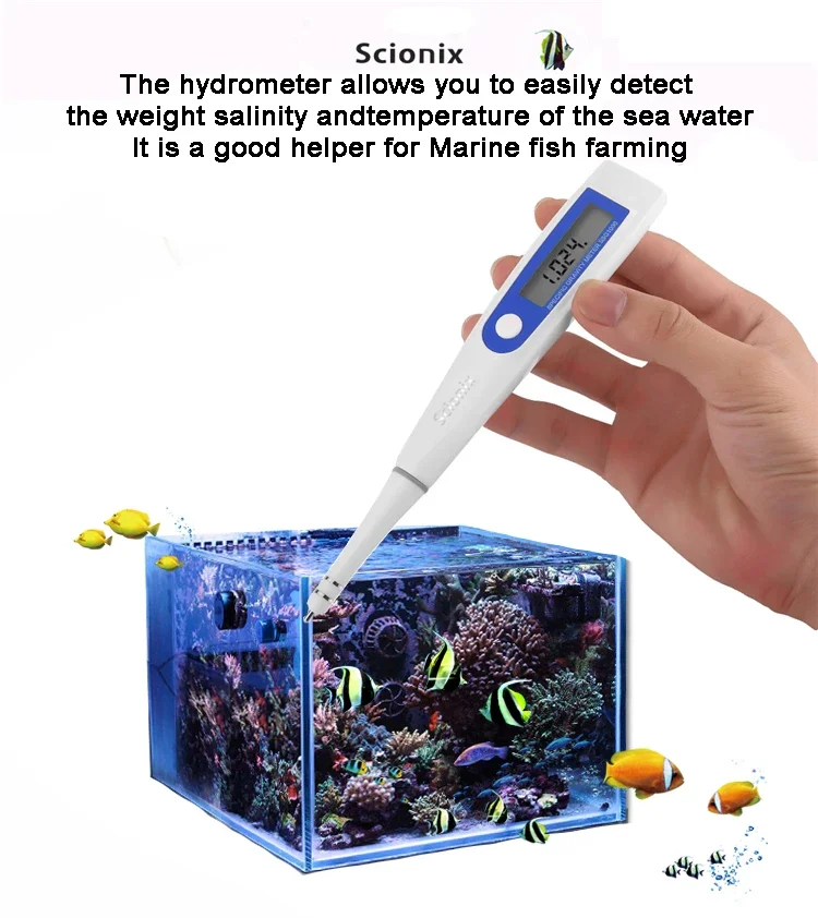 Color Screen Seawater Electronic Hydrometer Salinity Meter High Precision Digital Salinity Meter Aquarium Seawater Seafood Farmi