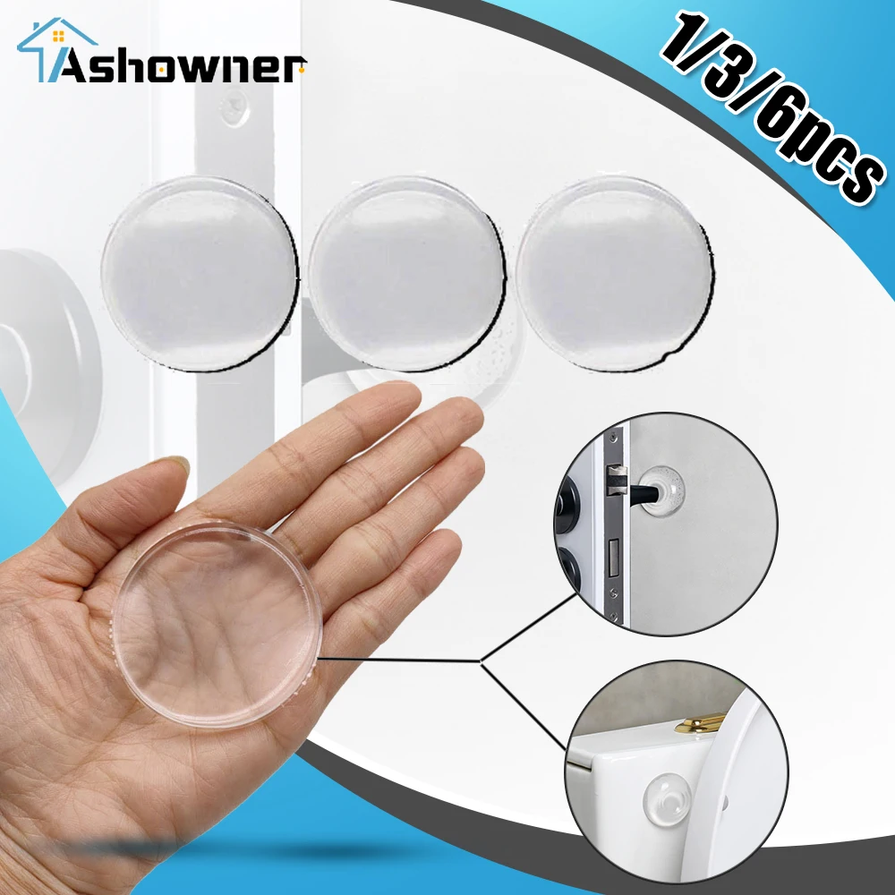 1/3/6Pc Mute Door Stop Wall Protection Door Handle Bumper Protective