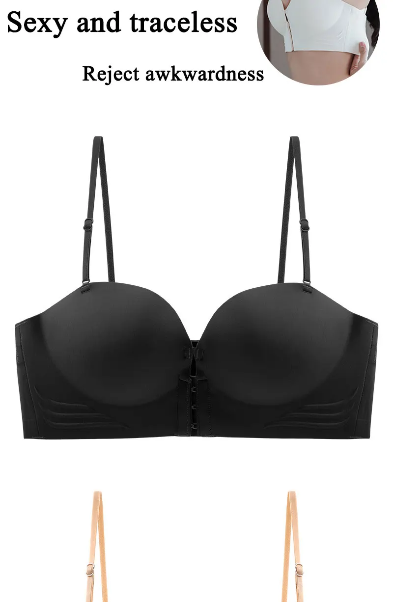 1Pc Sexy Front Closure Sexy Push Up Bra Women Invisible Bras Underwear Lingerie For Female Brassiere Strapless Seamless Bralette