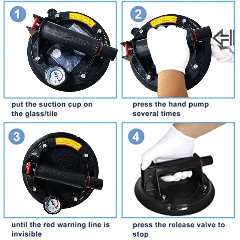 Vacuum Suction Cup 250 Kg Carrying Capacity 8 Inch Heavy Duty Lifter For Granite Tile Glass Manual Lifting vacuum suction cup