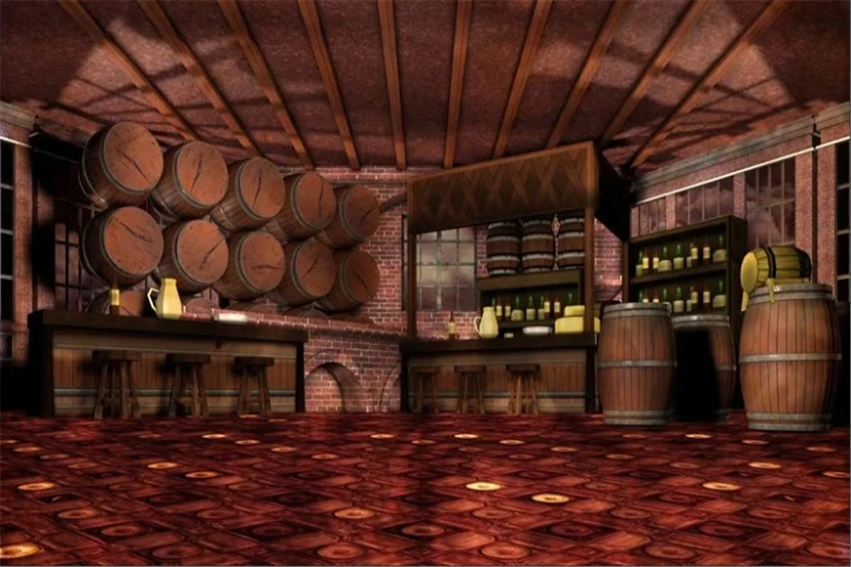 8x6ft Western Saloon Backdrop Vintage Retro Bar Background Rustic Brown...
